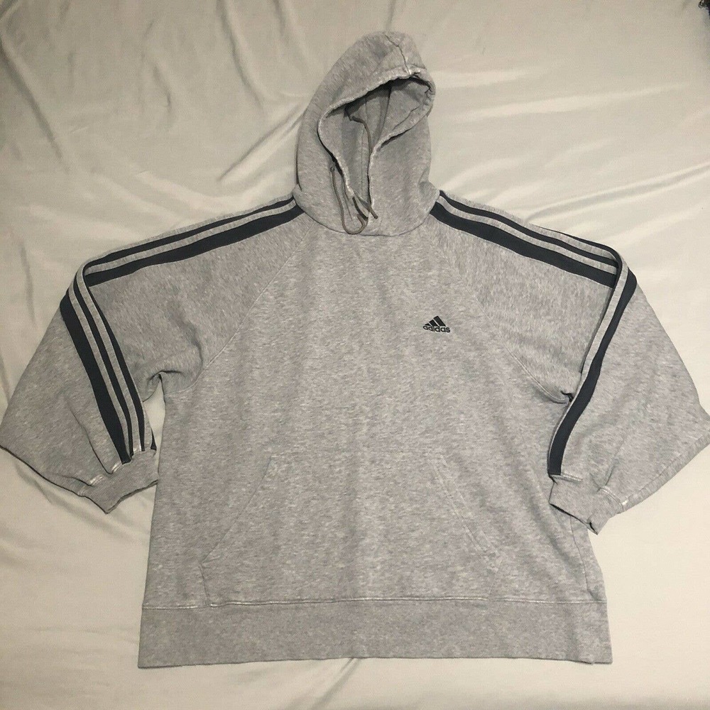 Adidas Vintage 90's Pullover Hoodie Sweatshirt Medium Gray